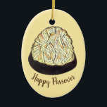 Happy Passover Macaroon Cookie Jewish Holiday Food Ceramic Ornament<br><div class="desc">Design features an original illustration of a chocolate-dipped coconut macaroon cookie. A traditional dessert during the Jewish holiday of Passover. This design is also available on other products. Lots of additional food prints are also available from this shop. Don't see what you're looking for? Need help with customisation? Contact Rebecca...</div>
