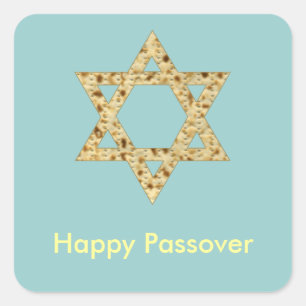 Happy Passover Matzoh Star of David Square Sticker