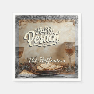 Happy Passover Pesach Jewish Traditional Vintage Napkin