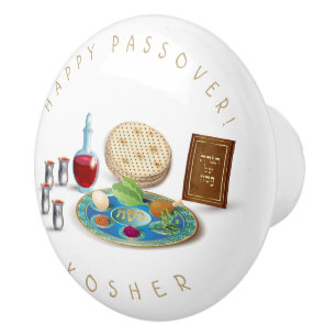 Happy Passover Plate Kosher Pesach Ceramic Knob