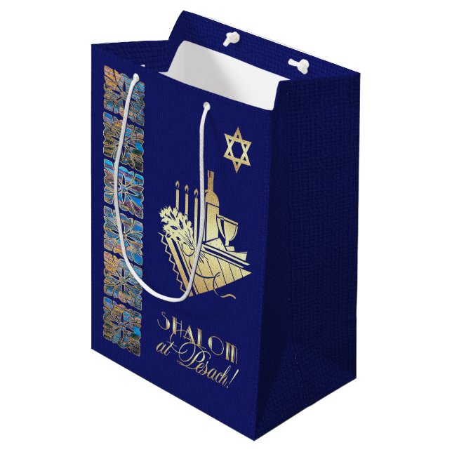 Happy Passover. Seder Table Icons Medium Gift Bag (Front Angled)
