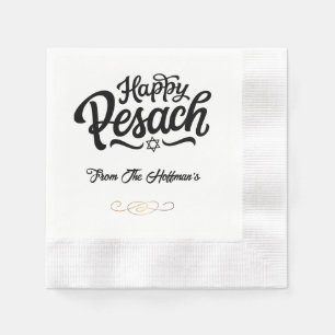 Happy Passover   Simple Traditional Black & White Napkin