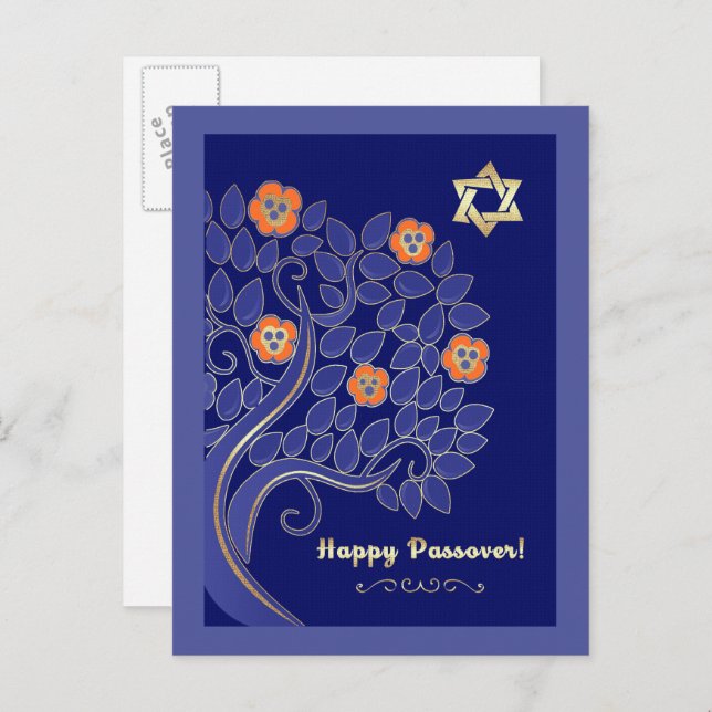 Happy Passover. Spring Flowering Tree  Postcard (Front/Back)