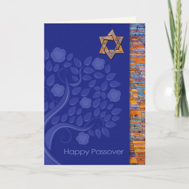 Happy Passover.  Star of David and a Spring Tree Card (Front)
