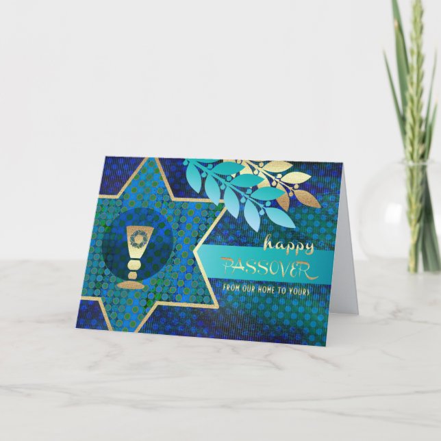 Happy Passover. Star of David and Kiddush Cup  Card (Front)