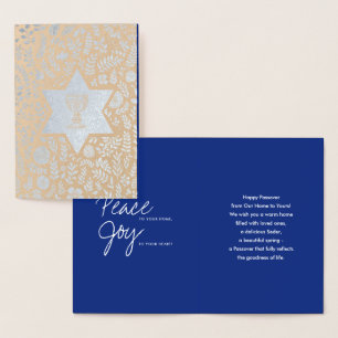 Happy Passover. Star of David and Kiddush  Foil Card