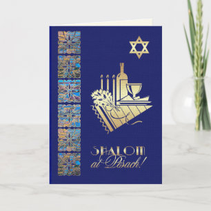 Happy Passover Star of David and Seder Table Icons Card