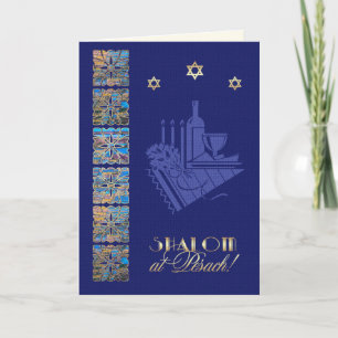 Happy Passover Star of David and Seder Table Icons Card