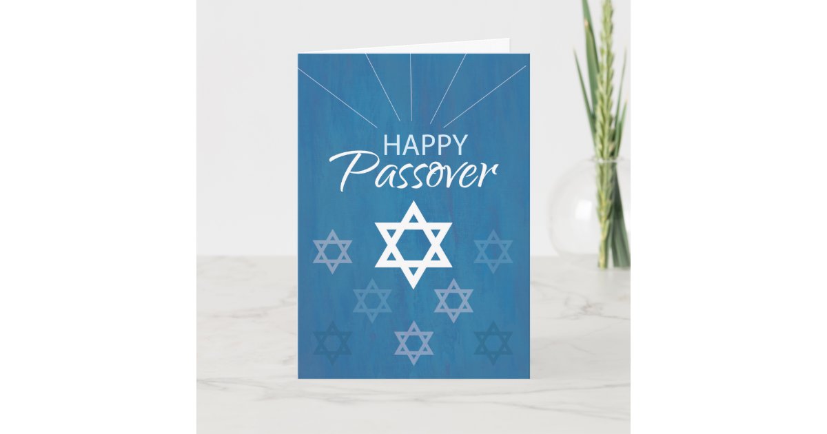 Happy Passover Star of David on Blue Card | Zazzle