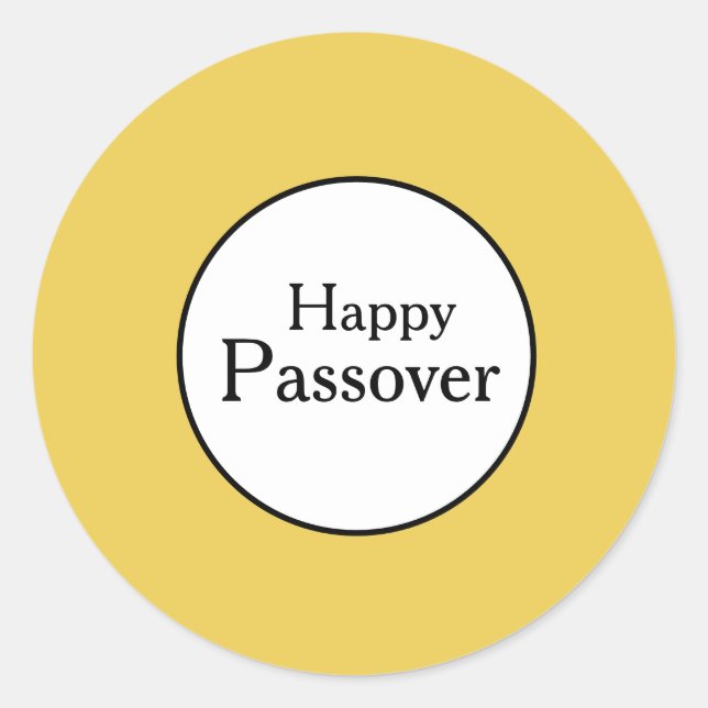Happy Passover Yellow White Round Sticker (Front)