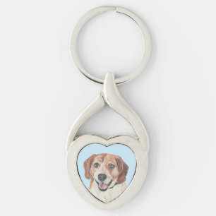 Happy Pastel Beagle Heart Key Chain