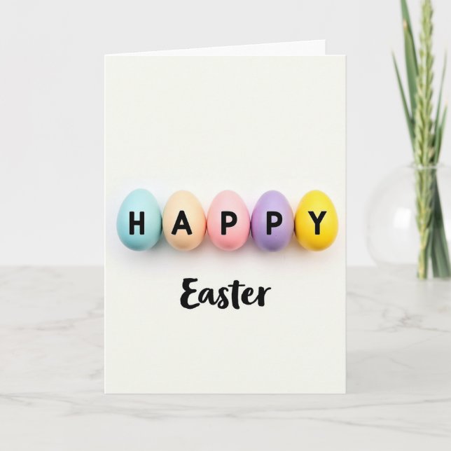 Happy Pastel Easter Egg Card (Front)