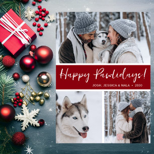 Happy Pawlidays 3 Photo Holiday Card