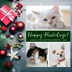 Happy Pawlidays 3 Photo Holiday Card