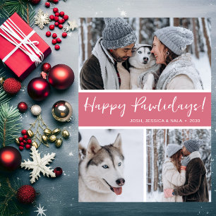 Happy Pawlidays 3 Photo Holiday Card