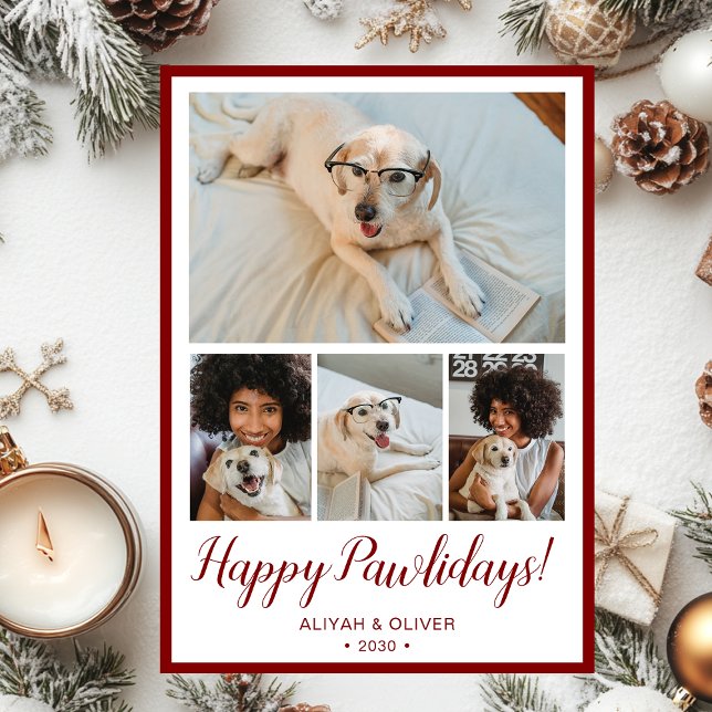Happy Pawlidays 4 Photo  Holiday Card (Creator Uploaded)