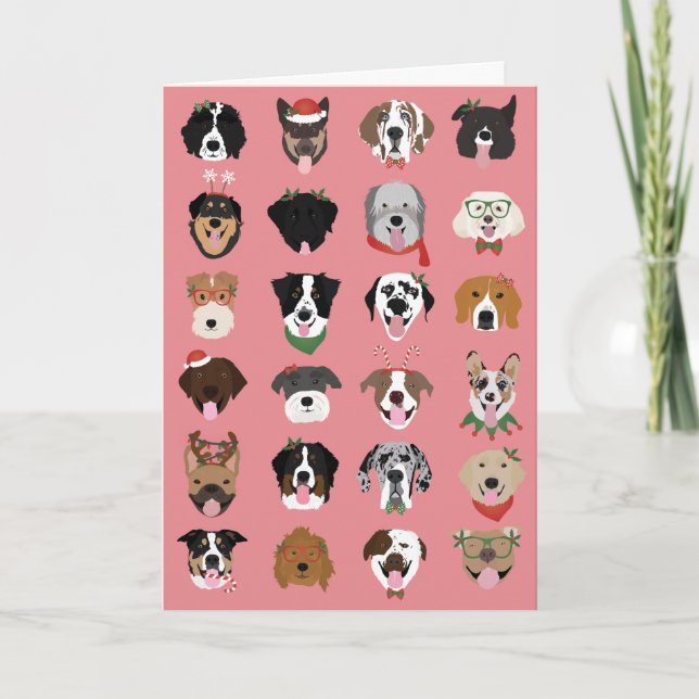 Happy Pawlidays Christmas Dog Face Pattern Card (Front)