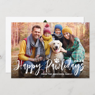 Happy Pawlidays Christmas Tree Pet Dog Puppy Photo Holiday Card