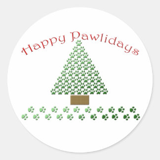 happy pawlidays copy1 classic round sticker