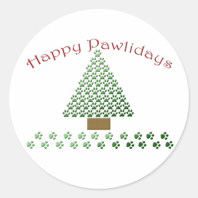 happy pawlidays copy1 classic round sticker (Front)