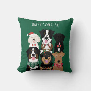 Happy Pawlidays Cute Christmas Cushion
