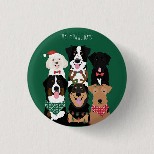 Happy Pawlidays Cute Christmas Dogs 3 Cm Round Badge