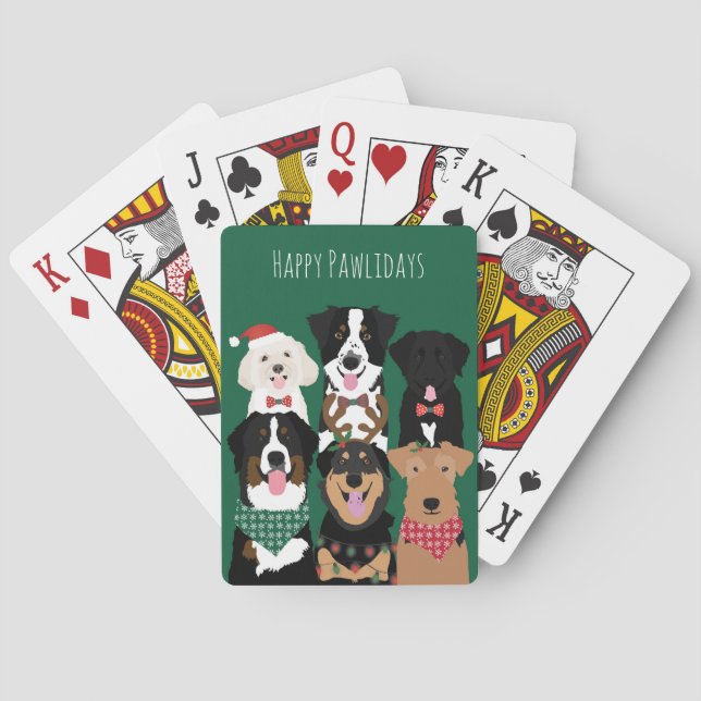 Happy Pawlidays Cute Christmas Playing Cards (Back)