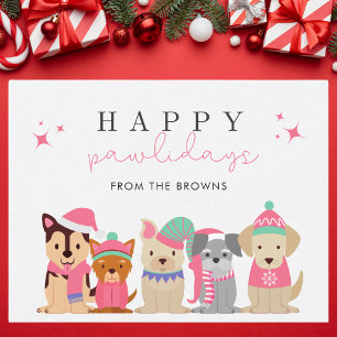 Happy Pawlidays Cute Dog Christmas Holiday Postcard