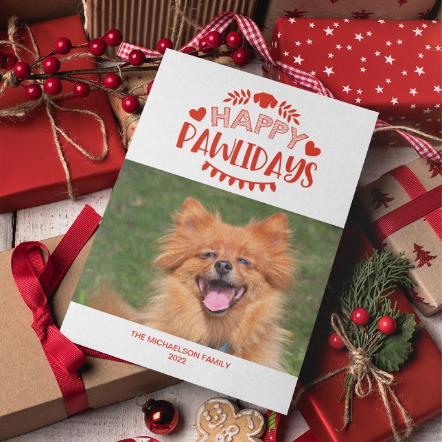 Happy Pawlidays Cute Dog Photo Holiday Card (Creator Uploaded)