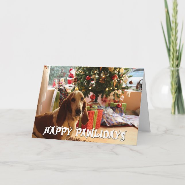 Happy Pawlidays Dog Christmas - Add YOUR DOG PHOTO Card (Front)