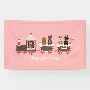 Happy Pawlidays Dog Christmas Holiday Train Banner
