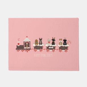 Happy Pawlidays Dog Christmas Holiday Train Doormat