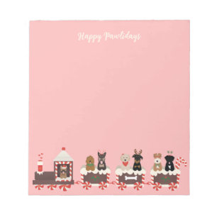 Happy Pawlidays Dog Christmas Holiday Train Notepad
