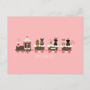 Happy Pawlidays Dog Christmas Holiday Train Postcard