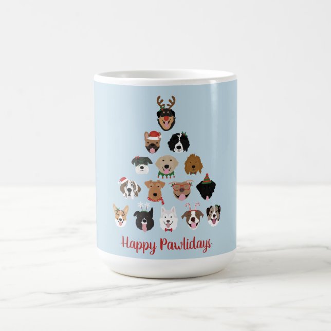 Happy Pawlidays Dog Christmas Tree Coffee Mug (Center)