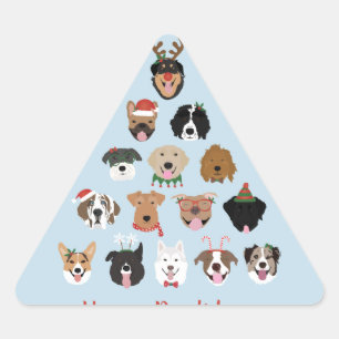 Happy Pawlidays Dog Christmas Tree Holiday Triangle Sticker