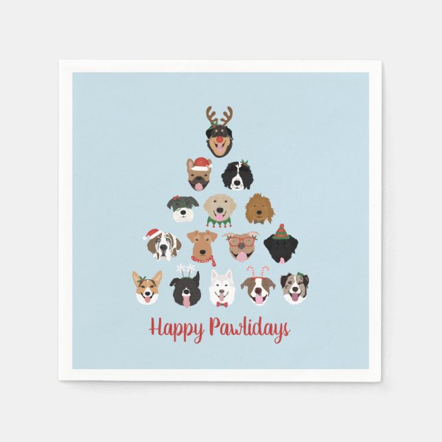 Happy Pawlidays Dog Christmas Tree Napkin (Front)