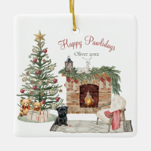 Happy Pawlidays Dog Design- Affenpinscher Ceramic Ornament