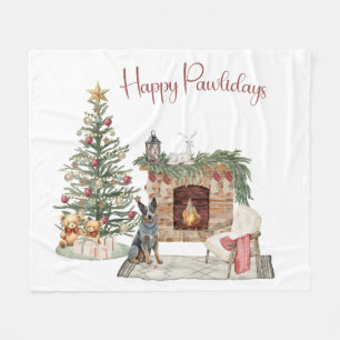 Happy Pawlidays Dog Design- Australian Cattle Dog Fleece Blanket