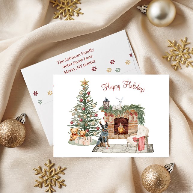 Happy Pawlidays Dog Design- Australian Cattle Dog  Holiday Card (Creator Uploaded)