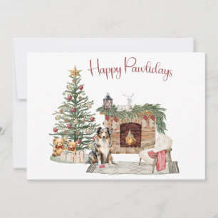 Happy Pawlidays Dog Design- Australian Shepherd Holiday Card