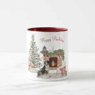 Happy Pawlidays Dog Design- Bernese Mountain Dog Mug
