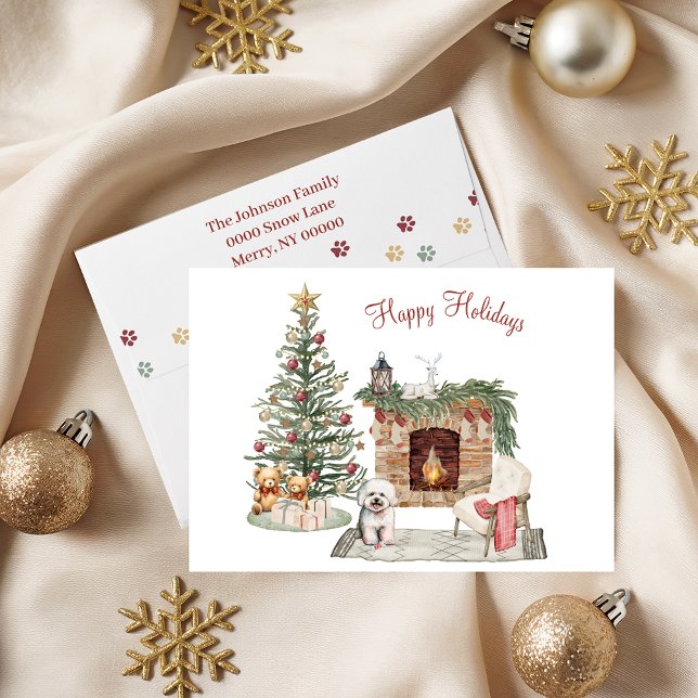 Happy Pawlidays Dog Design- Bichon Frise Holiday Card (Creator Uploaded)