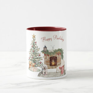 Happy Pawlidays Dog Design- Bichon Frise Mug