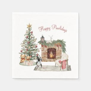 Happy Pawlidays Dog Design- Boston Terrier Napkin