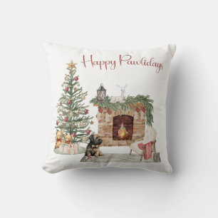 Happy Pawlidays Dog Design- Briard Cushion
