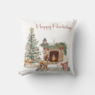 Happy Pawlidays Dog Design- Brittany Spaniel Cushion