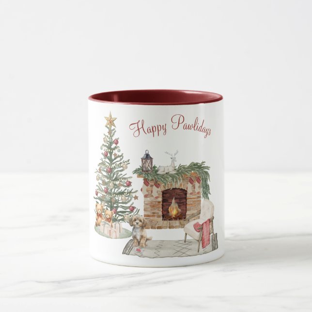 Happy Pawlidays Dog Design- Cavapoo Mug (Center)