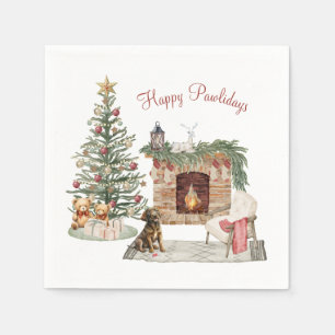 Happy Pawlidays Dog Design- Chocolate Labrador Napkin