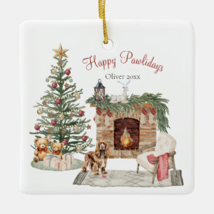 Happy Pawlidays Dog Design- Cocker Spaniel Ceramic Ornament